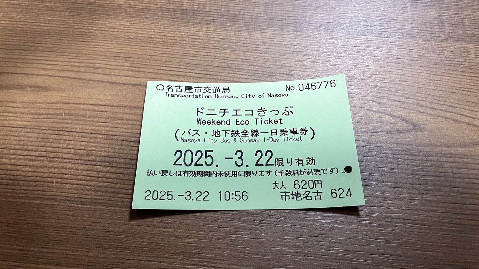 名古屋市交通局ドニチエコきっぷの写真