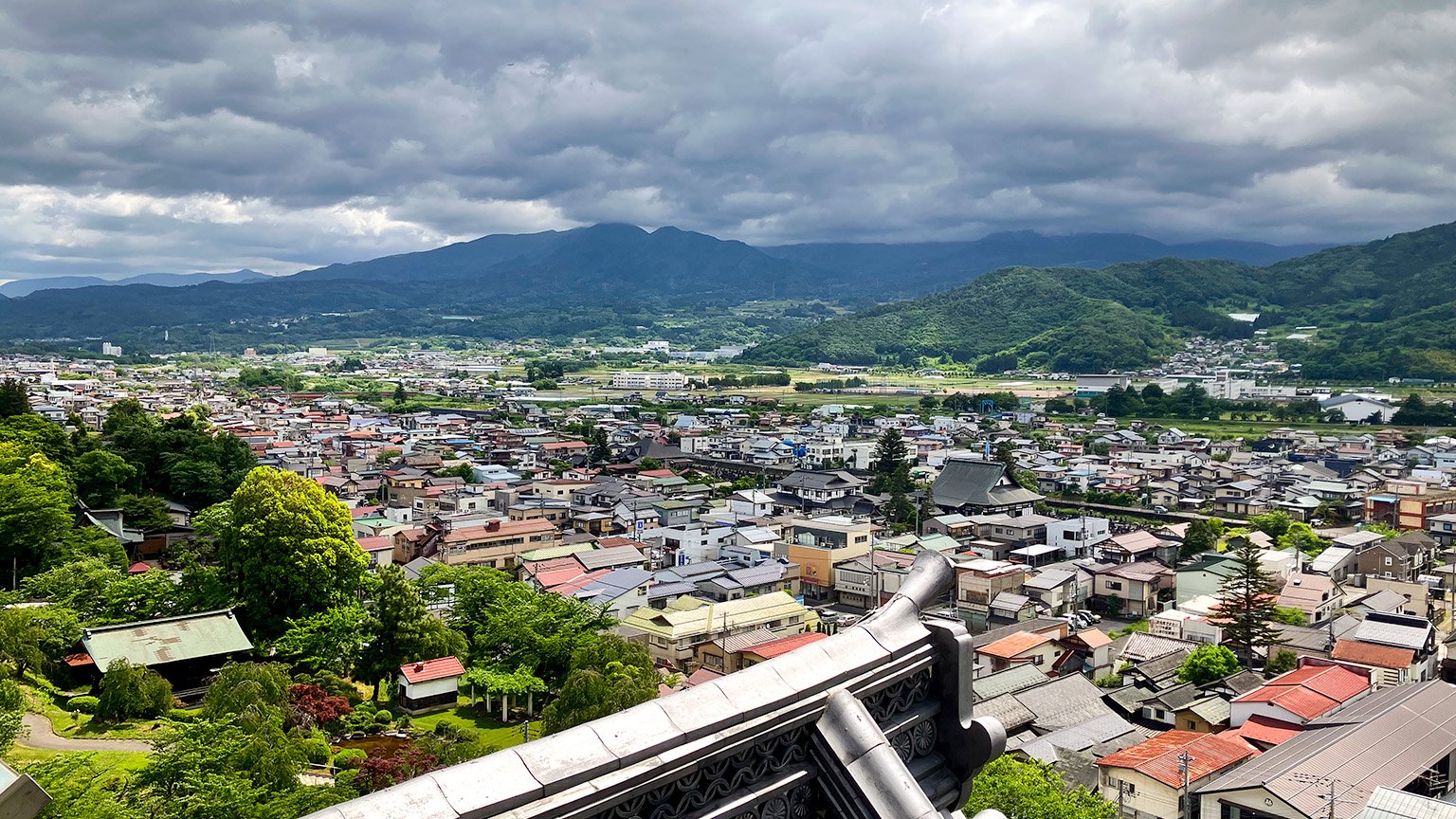 上山城の展望台からの景色の写真