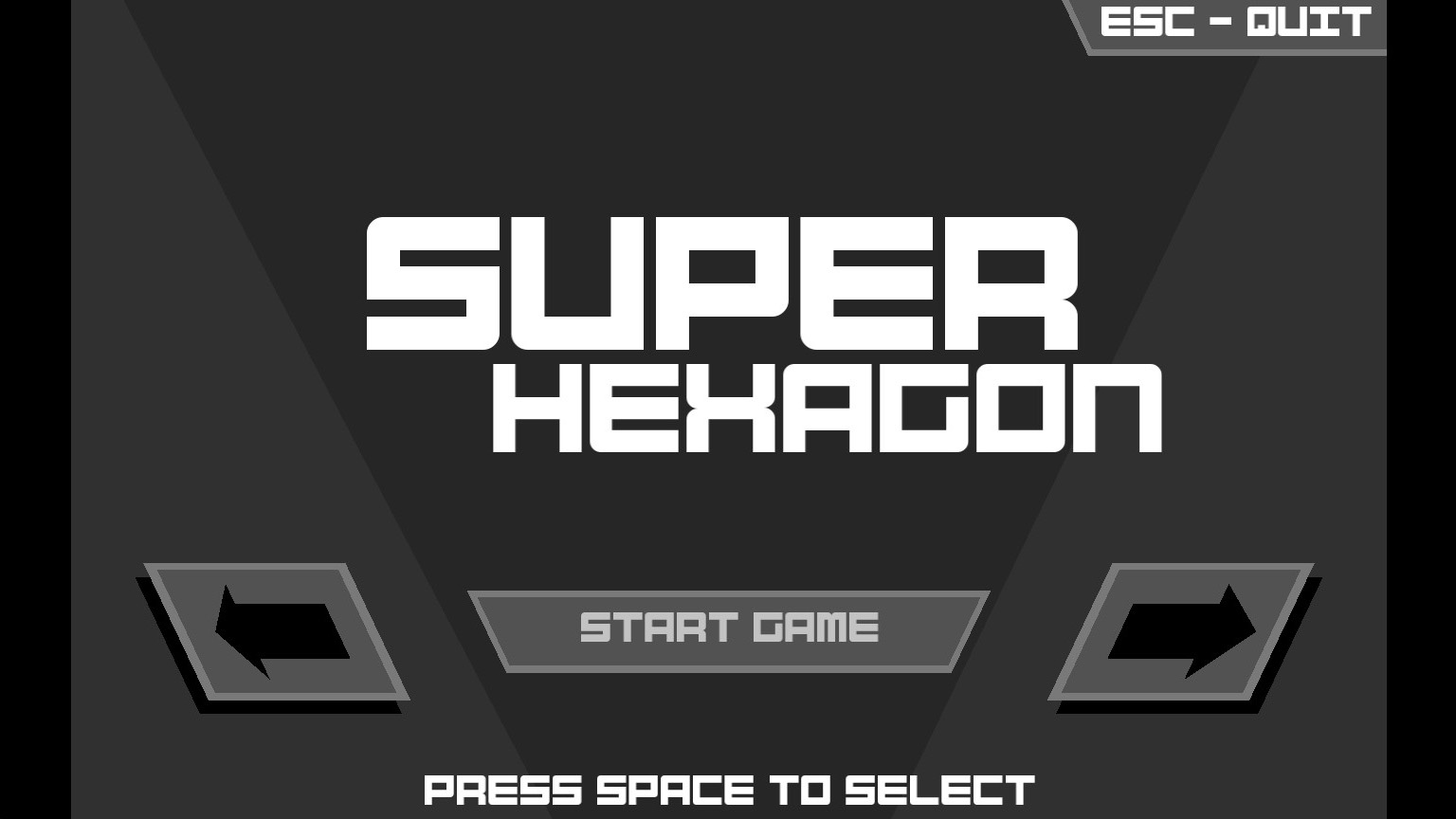 Super Hexagon のタイトル画面の画像