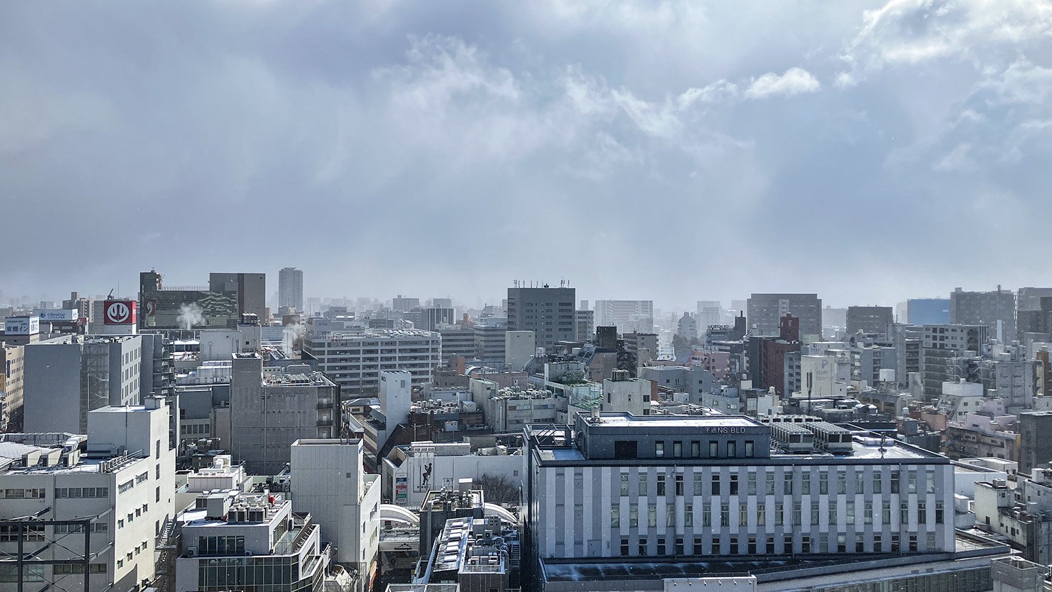 熊本市役所の展望ロビーから見た東側の景色の写真