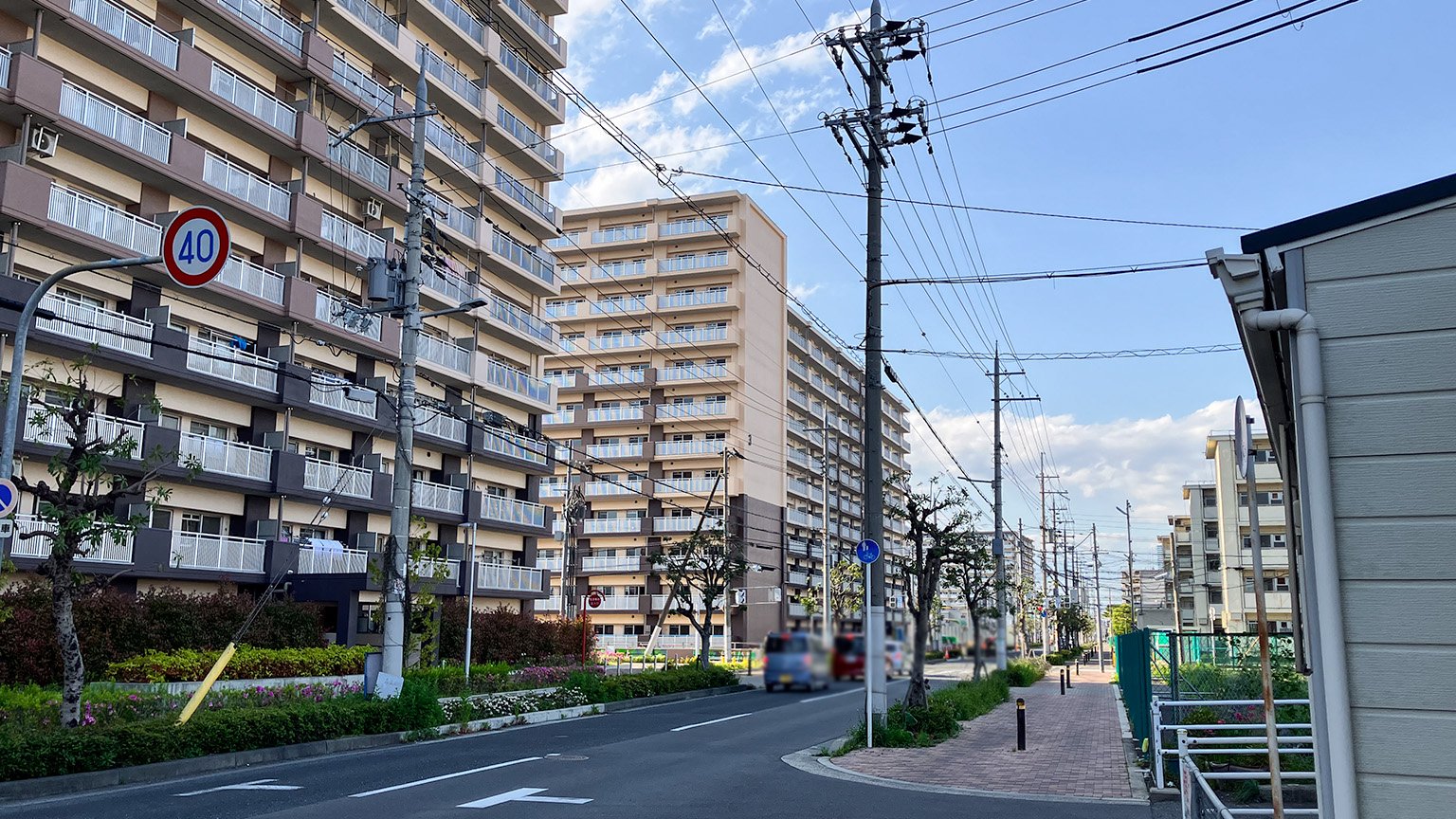 八尾市と大阪市の市境付近の写真
