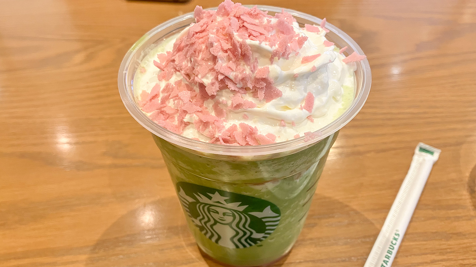 スタバの花見抹茶クリームフラペチーノの写真