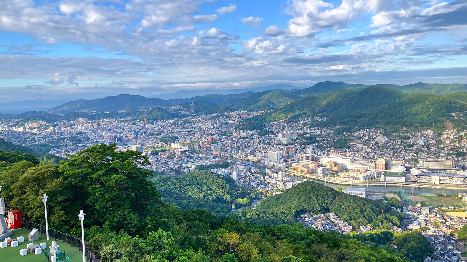 稲佐山山頂展望台から見た景色の写真